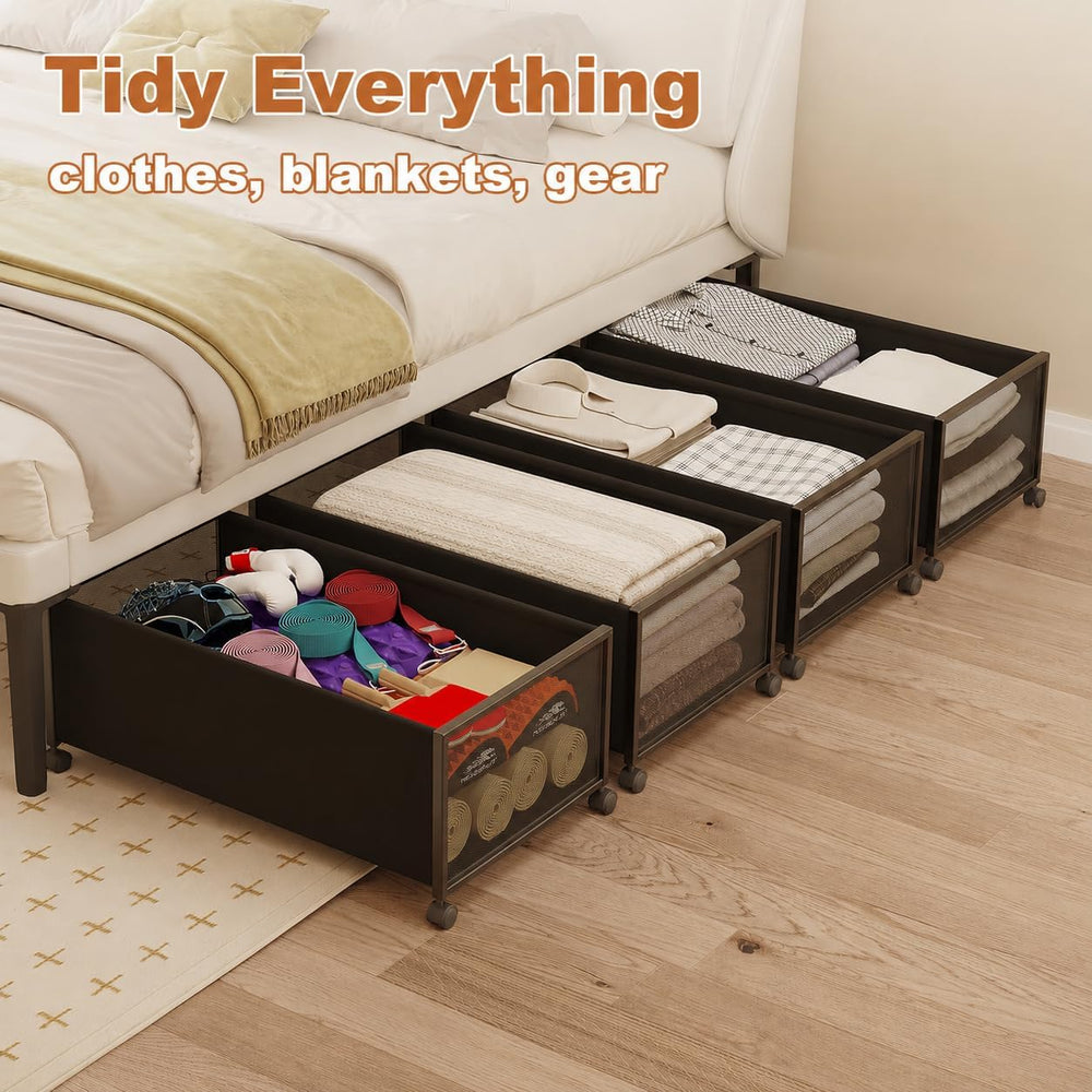 Fokyfok 2Pack Under Bed Storage Containers,12 inch Height,31 inch Long