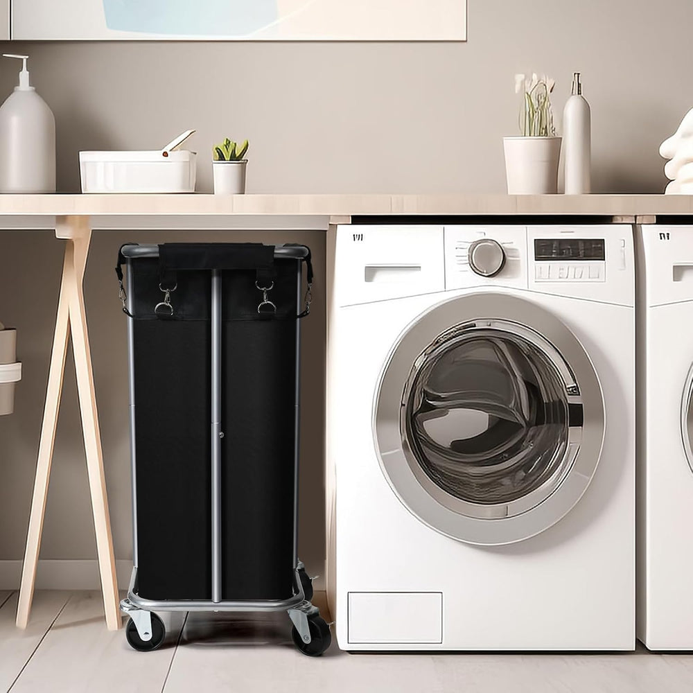 100L Rolling Laundry Hamper Basket with Wheels for Bedroom, Black