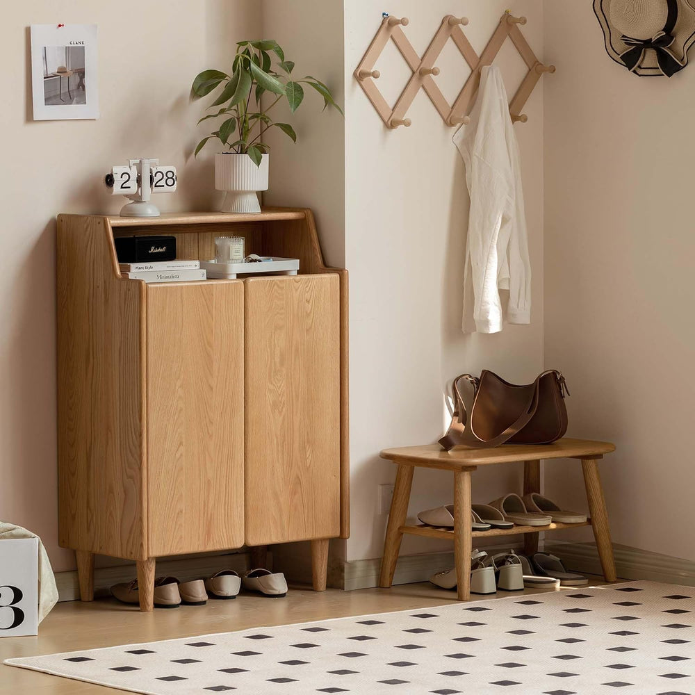 YESWOOD Solid Wood Shoe Storage Cabinet with Doors - 4-Tier Adjustable Shelve...