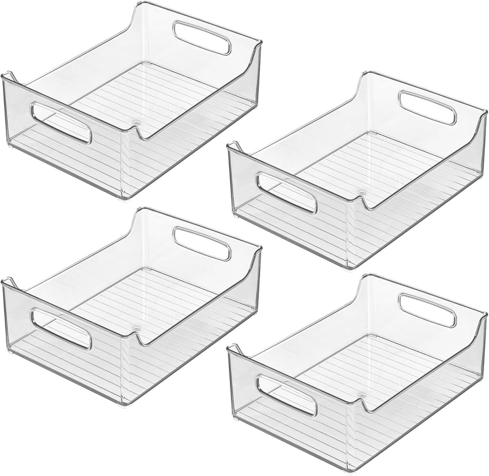 iDesign Stackable Clear Plastic Storage Bin, 4-Pack