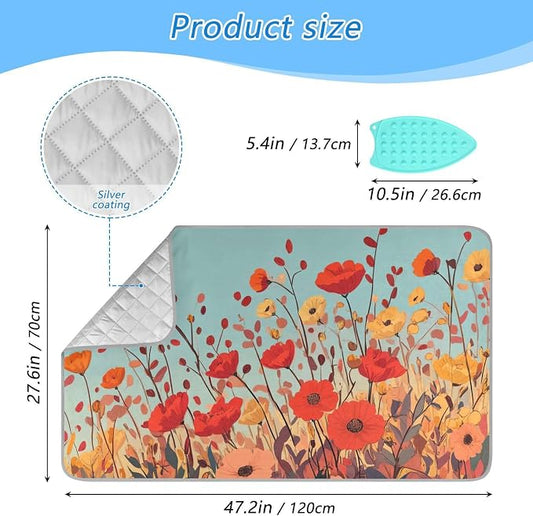 Autumn Poppy Flowers 01 Ironing Mat - Image 2