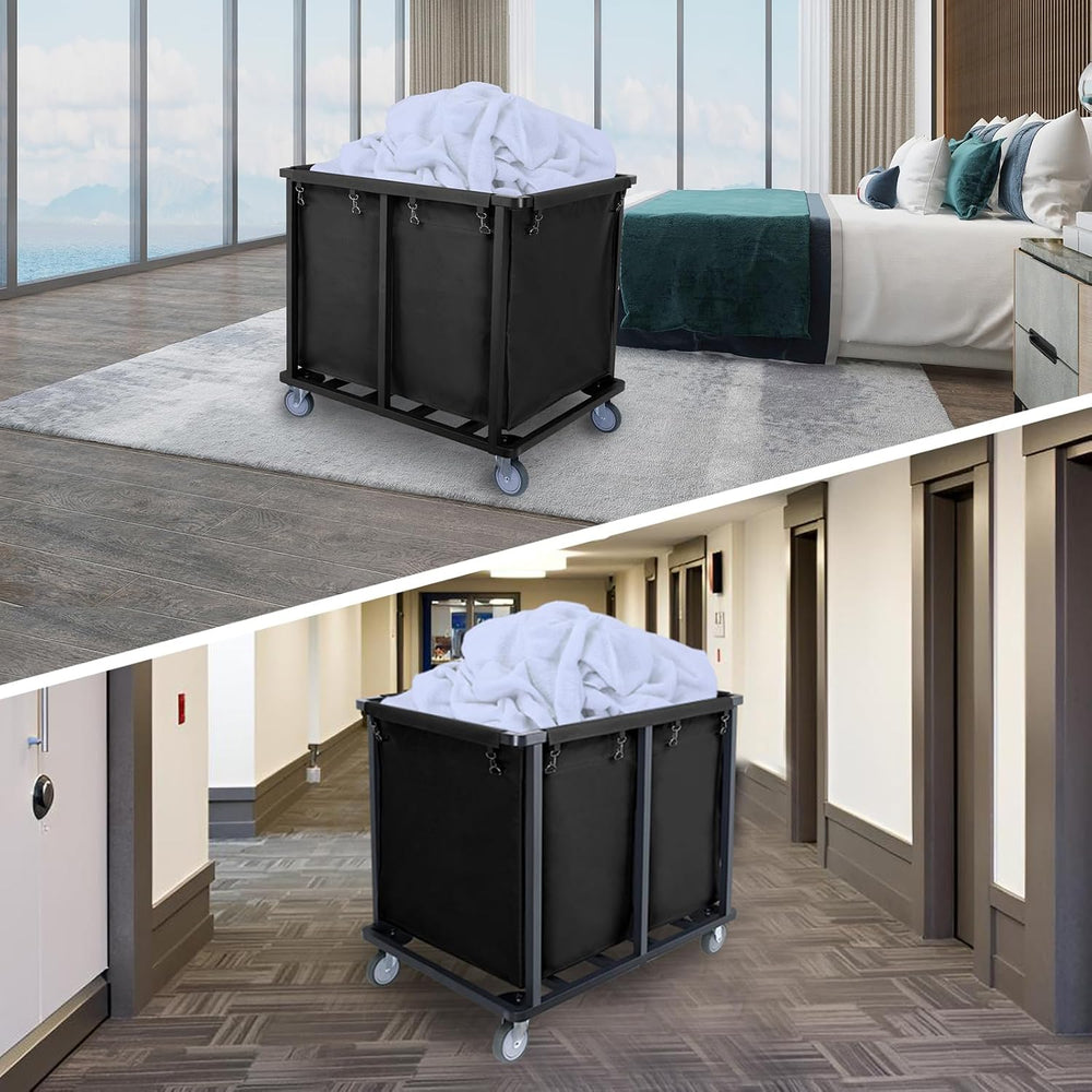 Commercial Laundry Cart with Wheels,400L Black