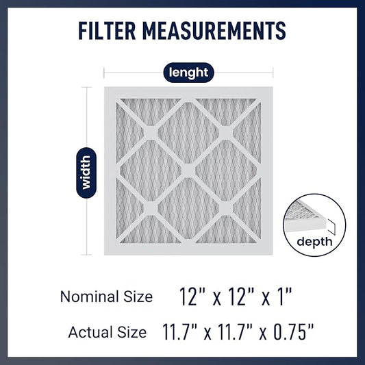 12x12x1 MERV 13 Air Filters, Actual Size: 11.7" x 11.7" x 0.75", Pleated Design - Image 2