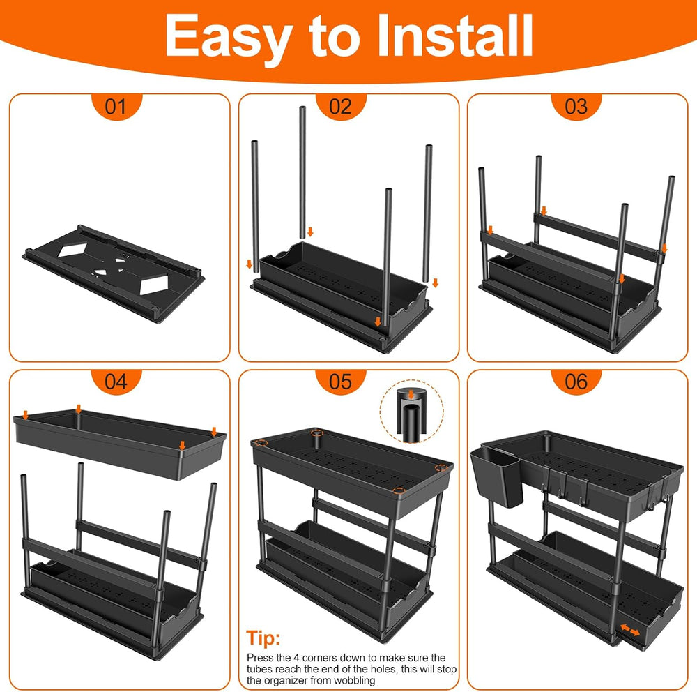 JPart Under Sink Organizer, Kitchen Organizers and Storage, 2-Tier Bathroom C...