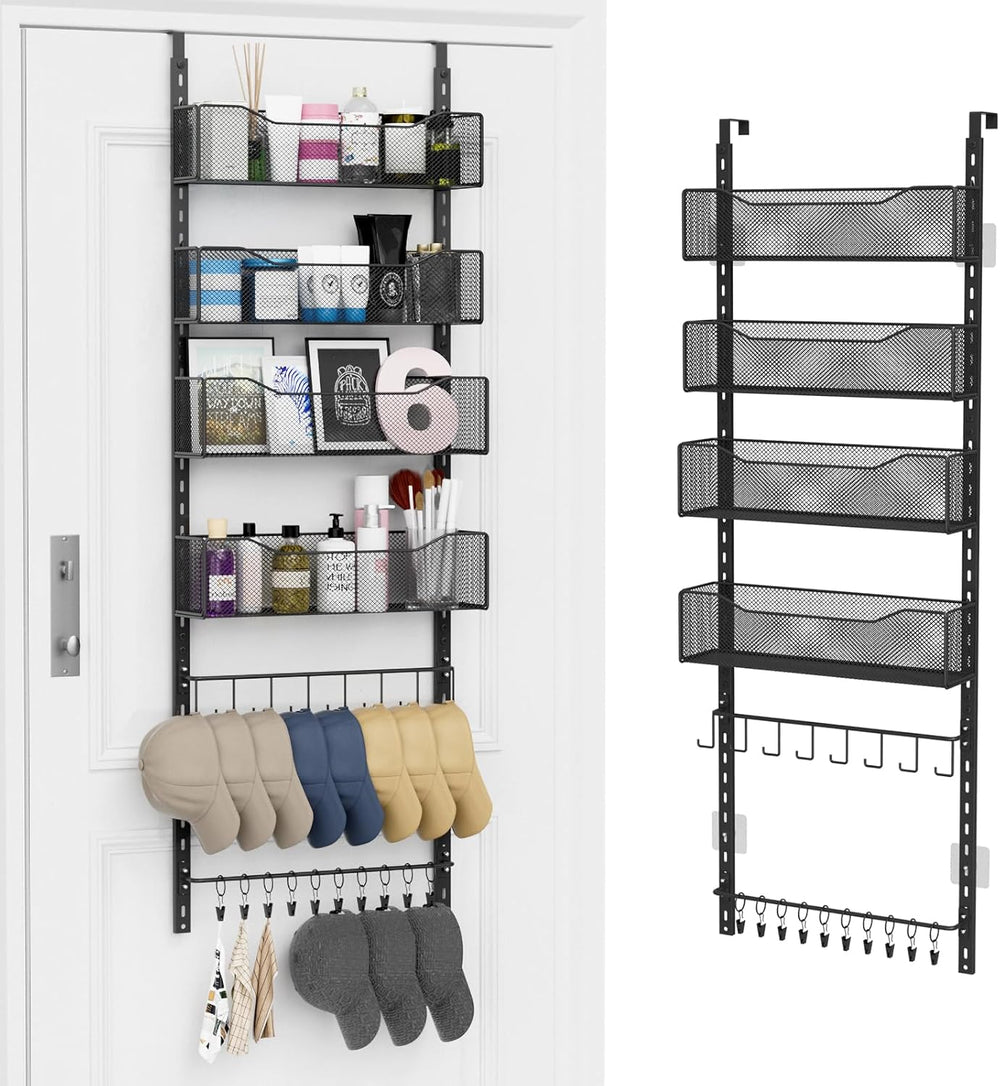 Over the Door Organizer, 2 in 1 Metal Hanging Closet Organizer & Hat Rack...