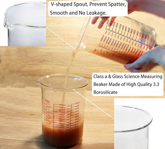 High Borosilicate Glass Measuring Cup-V-Shaped Spout,Glass Measuring Beaker - Image 2