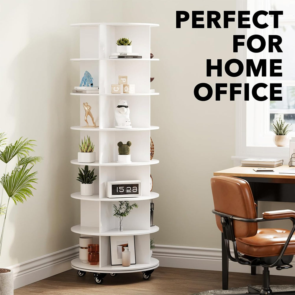SpaceAid Spinning Shoe Rack with Wheels, 7 Tier Rotating Organizer Shoe Tower...