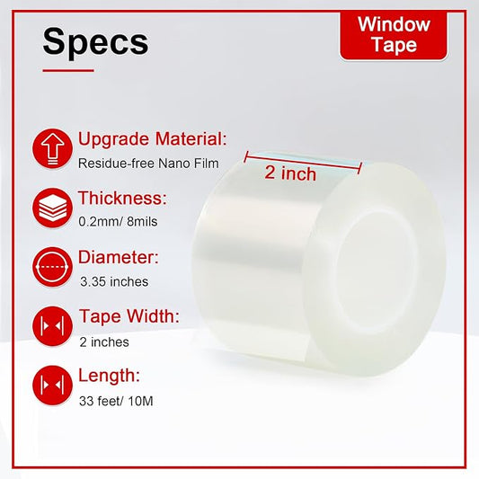 Transparent Window Weather Sealing Tape 2 Inch x 33 FT Weather Stripping - Image 2