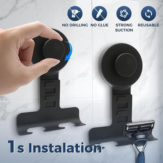 Suction Cup Razor Holder for Shower Wall 2 Pack, Heavy-Duty 15lbs Suction Hooks - Image 2