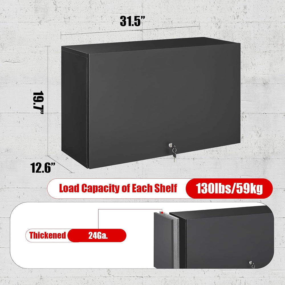 Garage Wall Cabinet, Metal Tool Cabinet with Lock&Adjustable Shelf