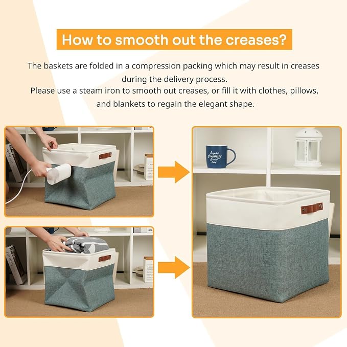 DULLEMELO Storage Bins, 4 Pack Of 13x13x13 Decorative Storage Cube Bins Suit - Image 7