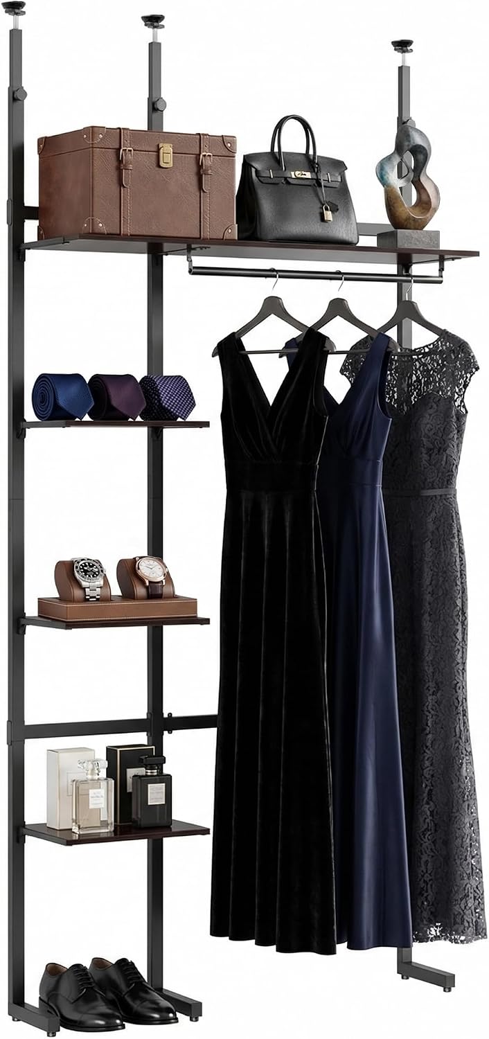MZG Closet Organizer System, Freestanding Closet System with Wood Shelves &am...