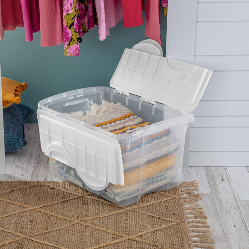 Sterilite 48 Qt Hinged Lid Storage Box, Stackable Bin with Lid, Plastic Conta...