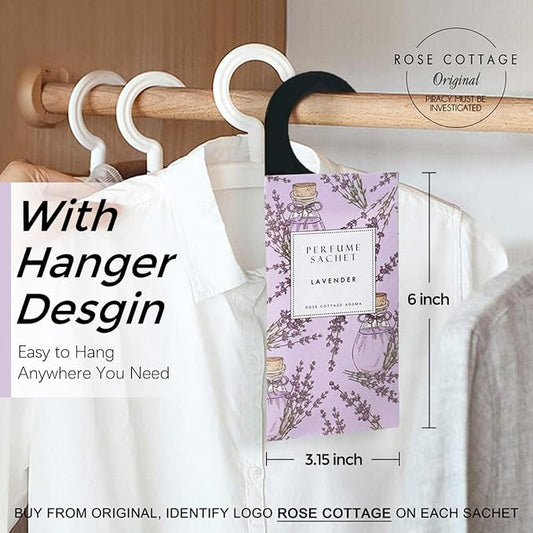 ROSE COTTAGE Large 12 Packs Lavender Hanging Closet Deodorizer Air Freshener - Image 2