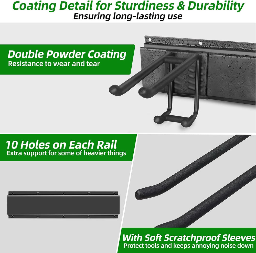 Garage Wall Organizer, 96 in Garden Tool Organizer with 12 Adjustable Hooks