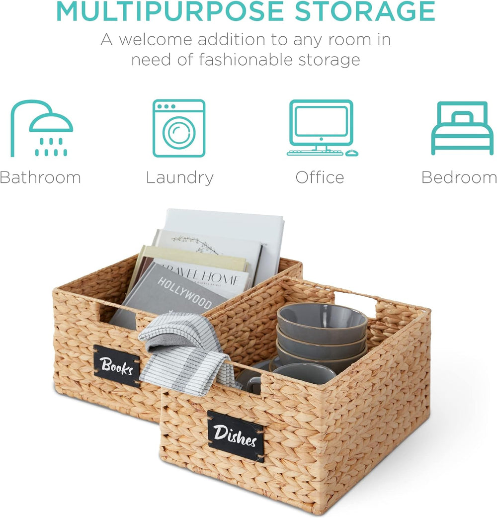 Best Choice Products Pantry Baskets Set of 2 16x12in Water Hyacinth Storage B...