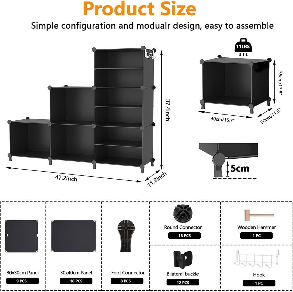 AWTATOS 6 Cube Closet Organizer Storage Shelves, Black