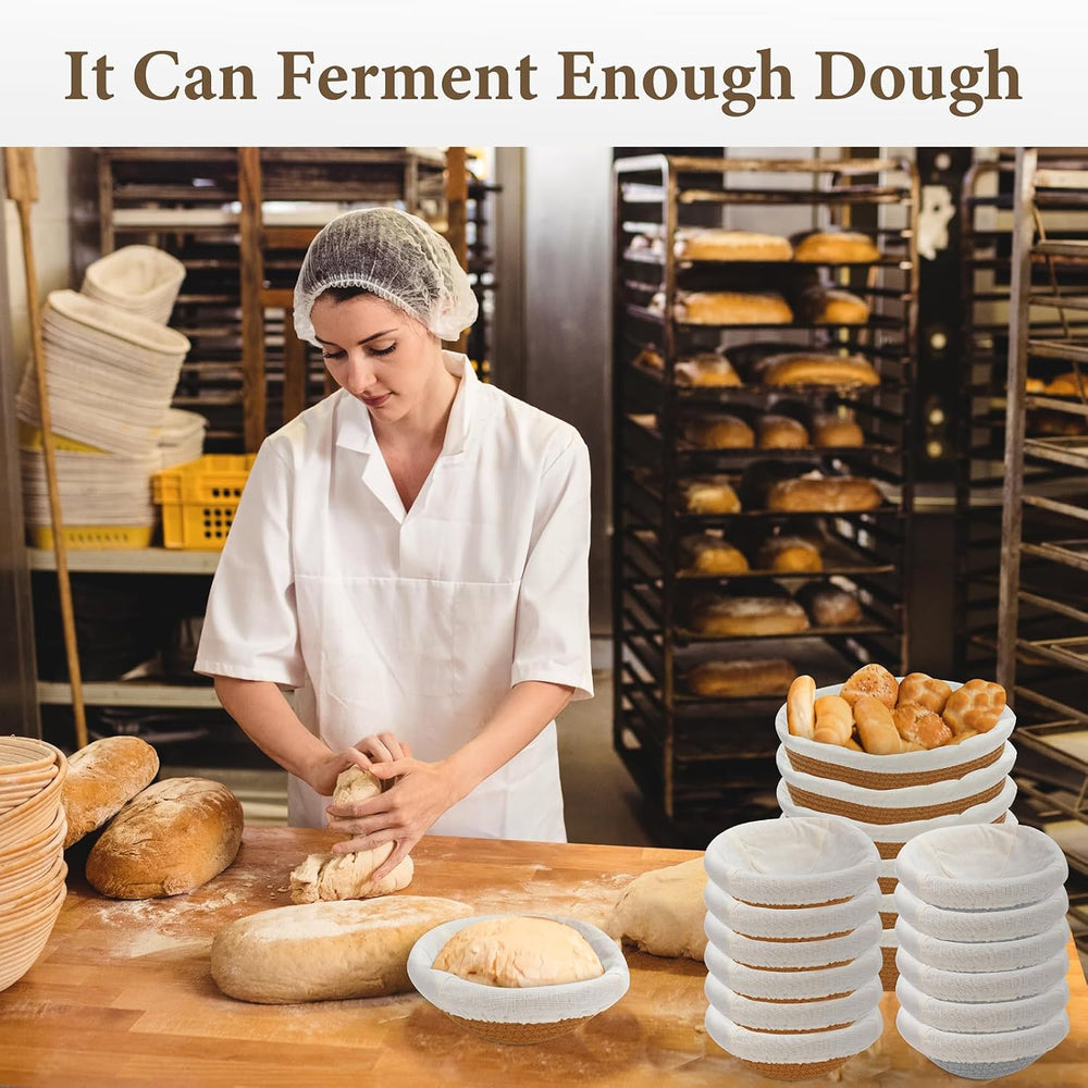 10 Inch Oval Cotton Banneton Proofing Basket Set of 6, Mini Sourdough Bread B...