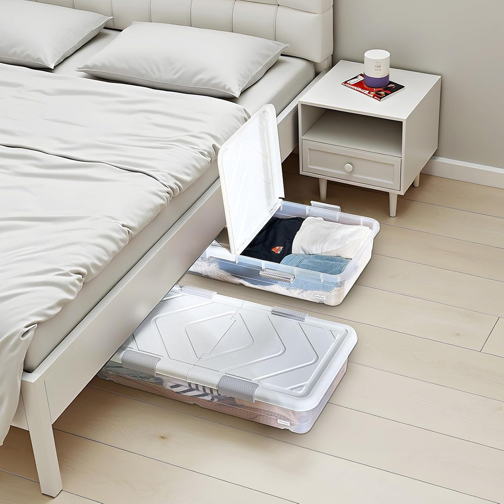 VEVOR Under Bed Storage with Wheels, 39.8 x 20.1 x 5.9 inch Underbed Containe...