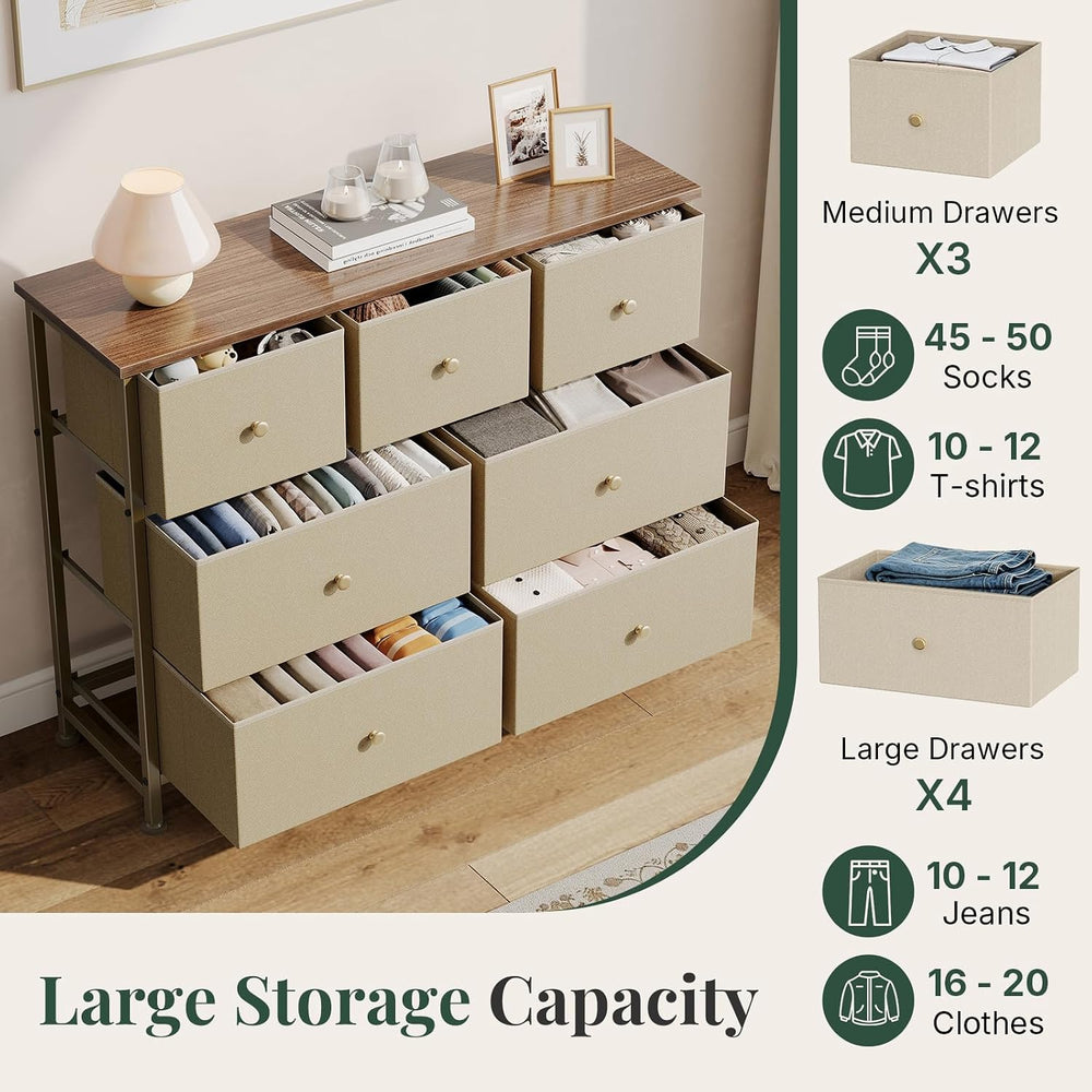 Fabric Dresser for Bedroom with 7 Drawers, Chest of Drawers