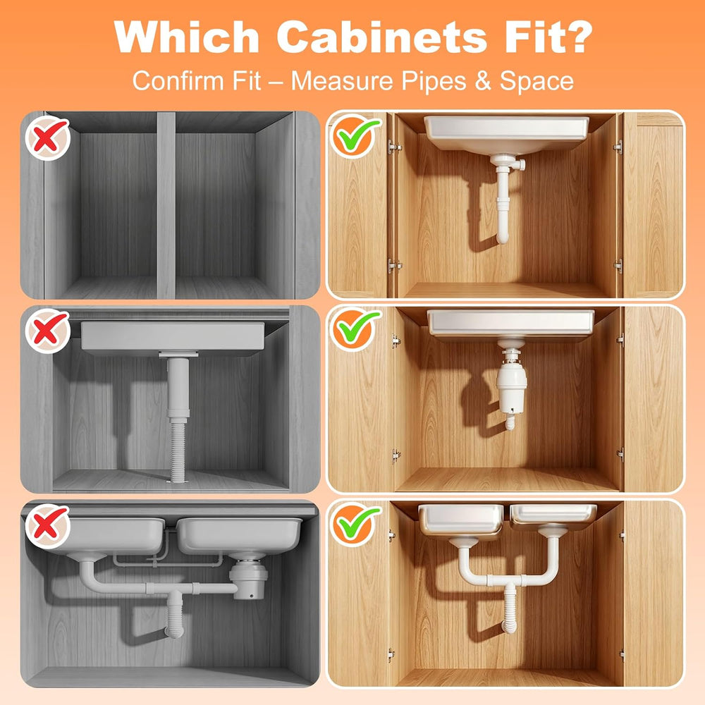 Upgrade 1 Pack Expandable Under Sink Organizer: 2-Tier Pull Out Cabinet with ...
