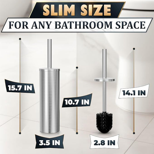 Stylish Stainless Steel Toilet Brush and Holder Set - Image 2