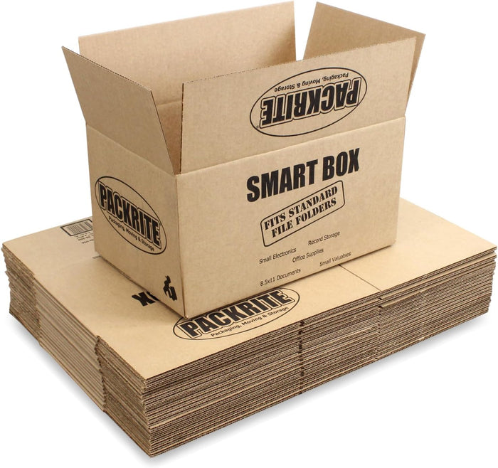 Smart Boxes, with Handles, Small Moving Boxes for Books Document Storage Packing Shipping File, 19 x 12 x 10 Inches, 1.1 Cubic Feet, Bundle of 20