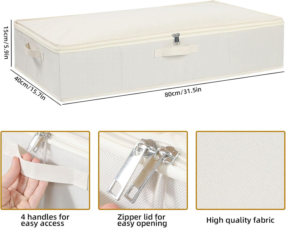 Underbed Storage Organizers,Beige,2 Pack,31.5x15.7x5.9 Inch