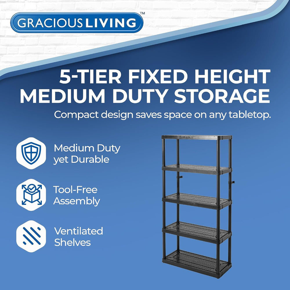 Gracious Living 5 Shelf Unit, Storage Shelves and Rack for Home
