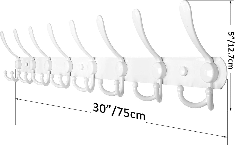 WEBI Coat Rack Wall Mount long,8 Tri Hooks for Hanging,30 inch Hook Rack Rail...