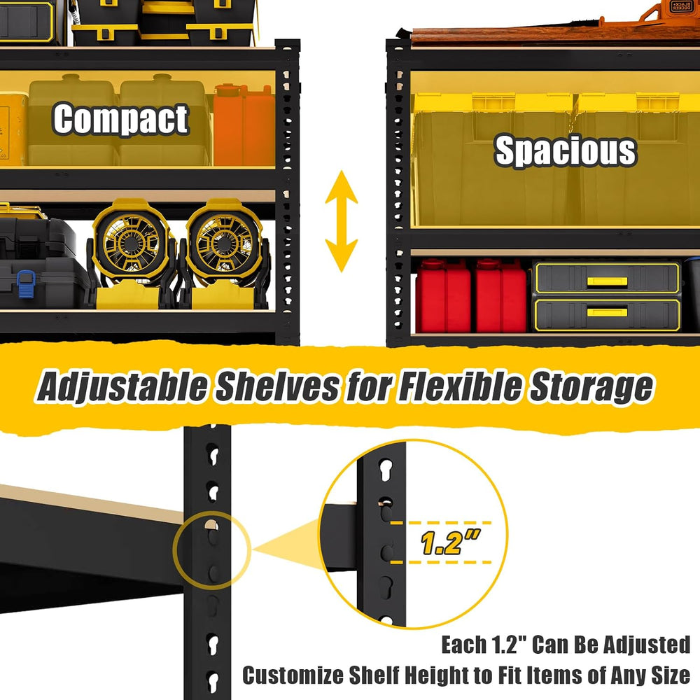 5-Tier Metal Storage Shelves: Heavy Duty Garage Shelving Adjustable Shelves f...