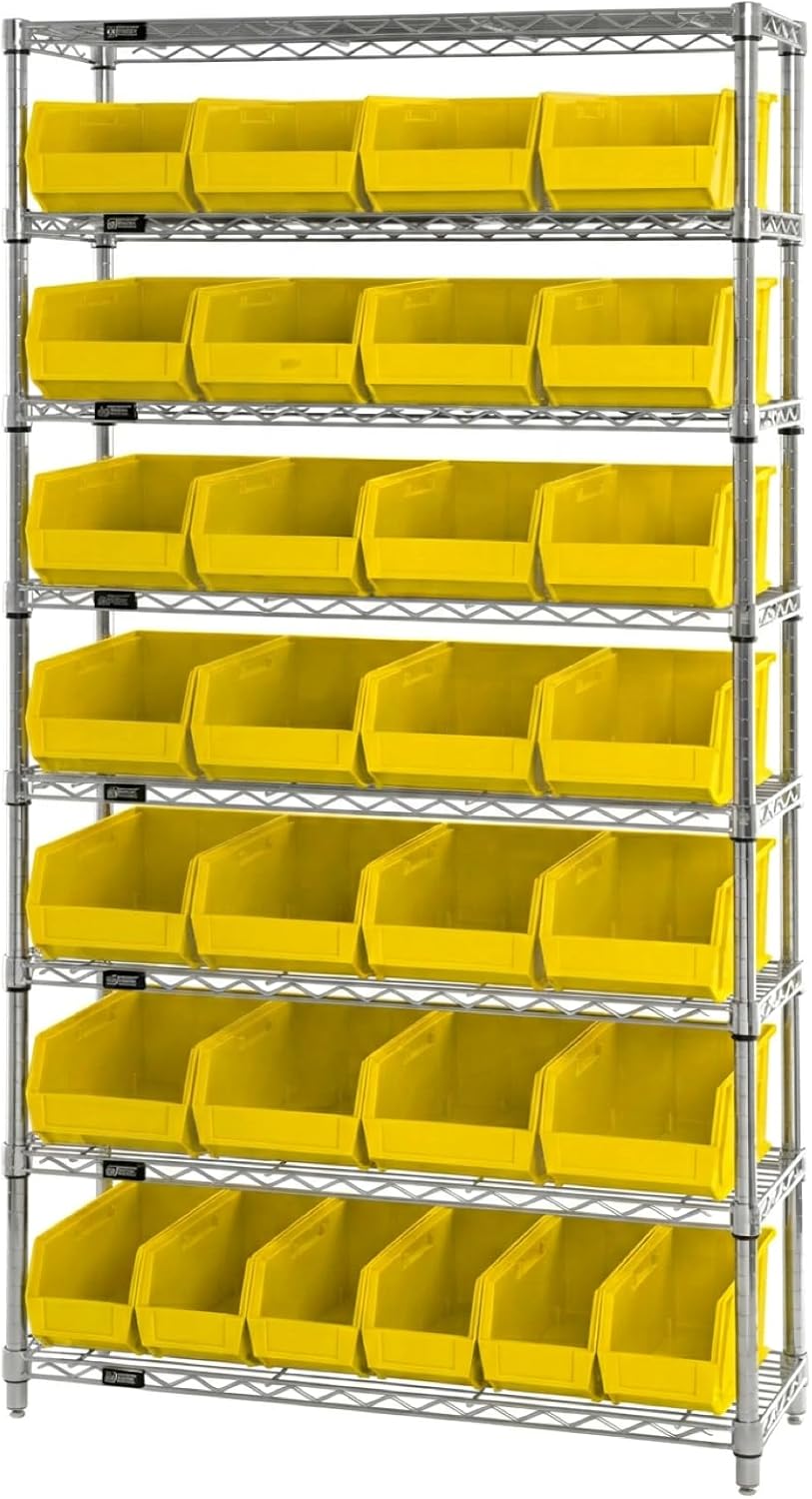 Quantum Storage QUS238 Heavy-Duty Stackable Plastic Storage Bins for Workshop...