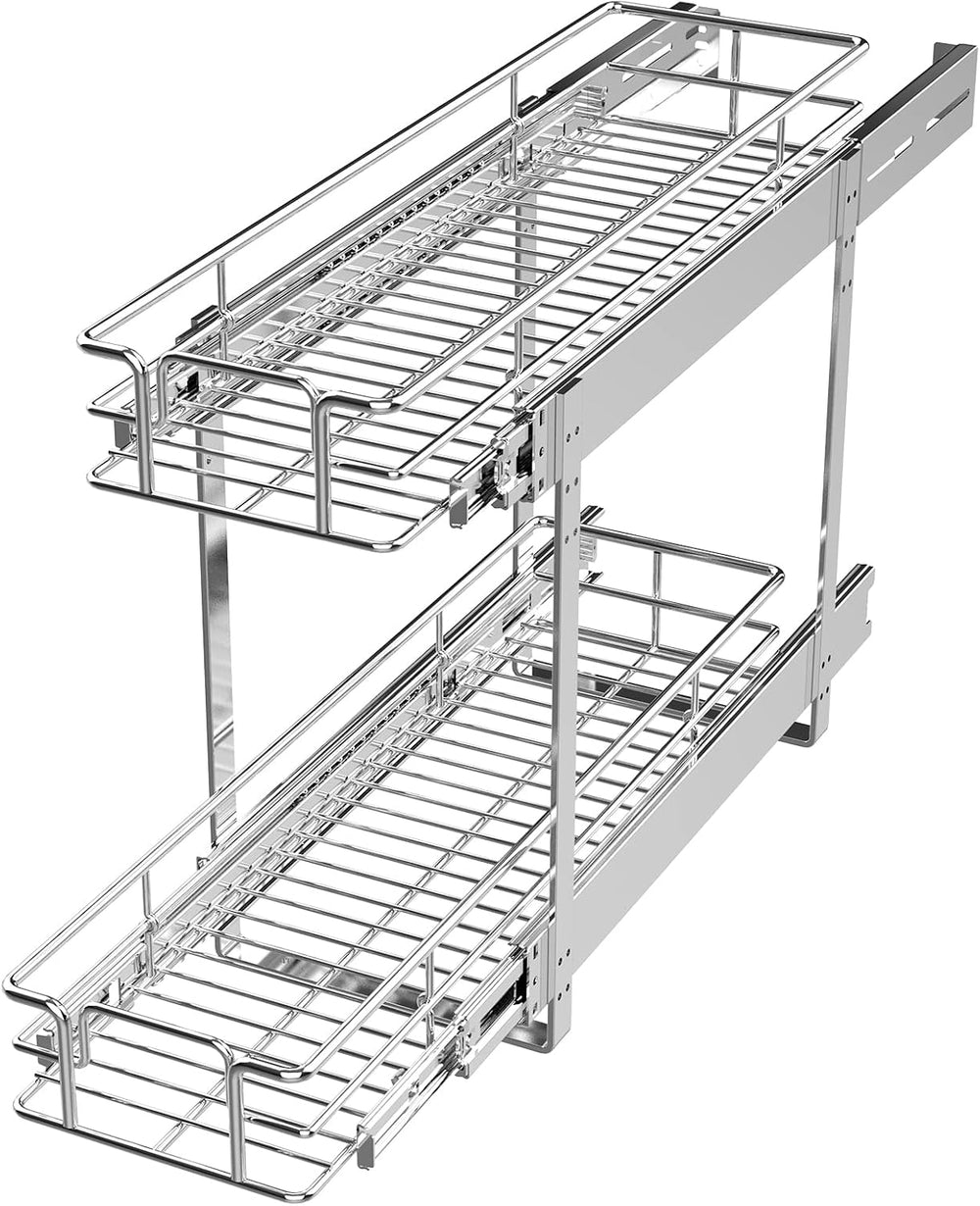 LOVMOR 2 Tier Individual Pull Out Cabinet Organizer 9" W x 21½" D, ...