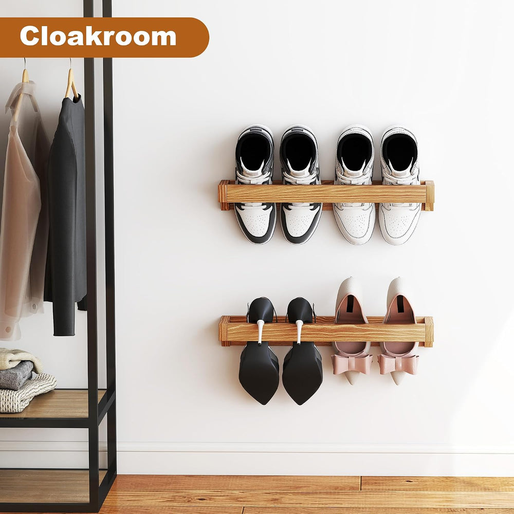 Nisorpa 20 Inch Rustic Burnt Wood Hanging Shoe Rack, Set of 4