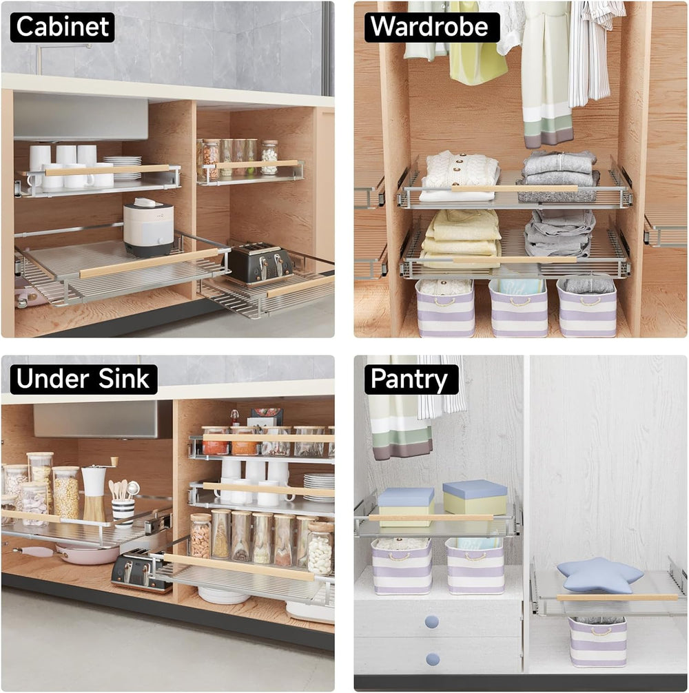 2Pack Expandable Pull Out Cabinet Organizer, 17.1"-28.1" W x 22.5&q...