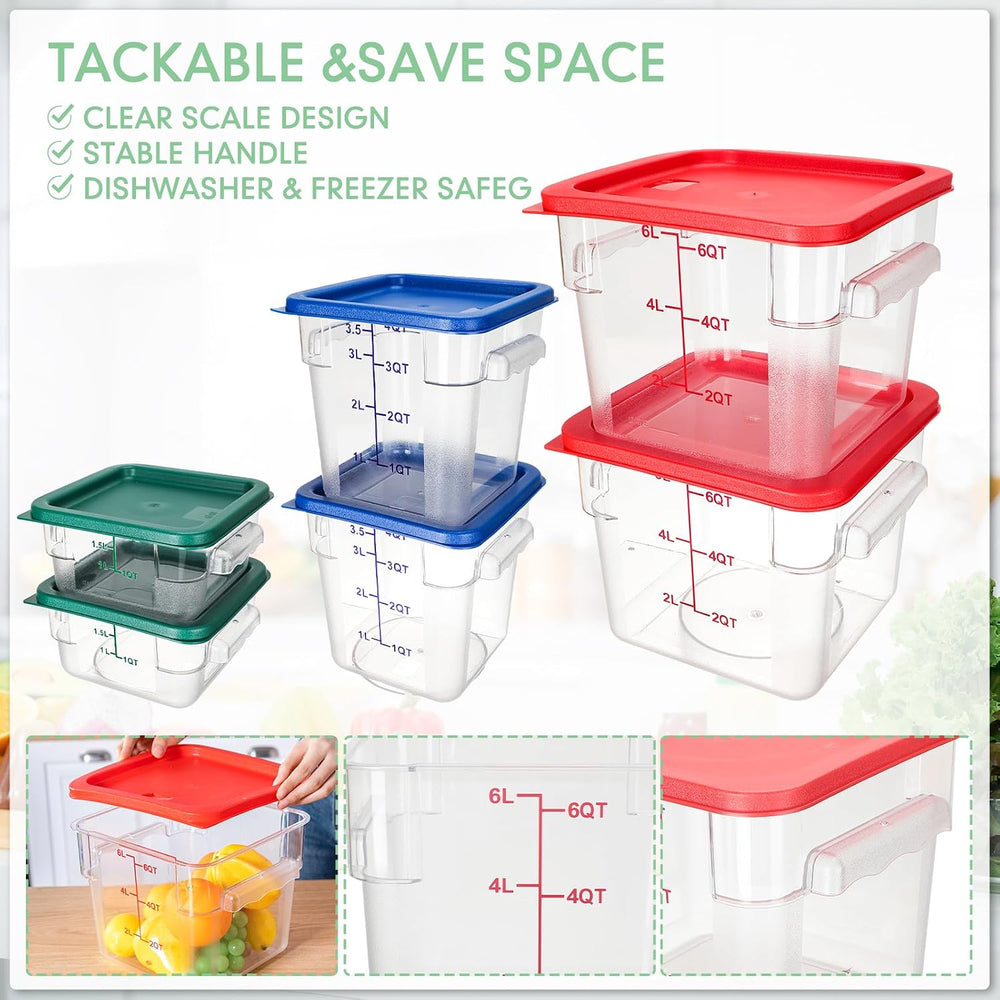 Lallisa 6 Pcs Food Storage Containers with Lids, Clear Square Food Containers...