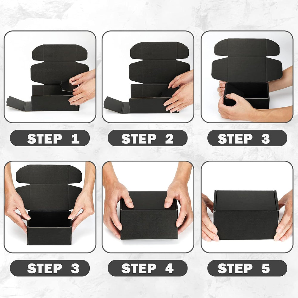 10x10x3 Black Shipping Boxes for Small Business, Packing, 25 Pack
