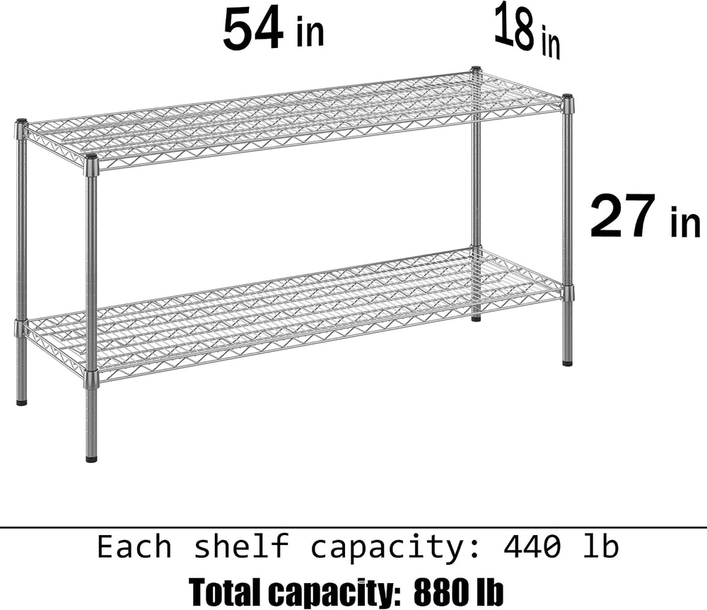 18" Deep x 54" Wide x 27" Height Wire Shelving Kit | 2-Tier | ...