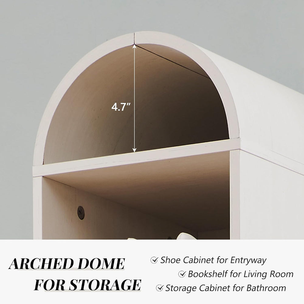 IFGET 67" Tall Arched Shoe Storage Cabinet, 8 Tiers Shoe Rack-Antique White