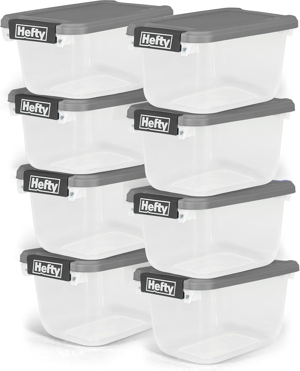 Hefty 6.5 Qt Flat-Lid Storage Bin with Lid, Stackable Plastic Storage Contain...