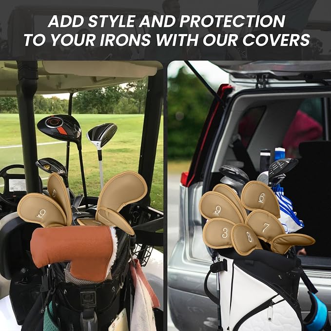 FINGER TEN Premium Synthetic Leather Stylish Iron & Wedge Golf Head Covers - Image 7