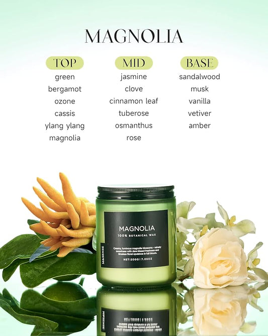 M&SENSE Magnolia Jasmine Scented Candle, 7.05oz 50 Hours Long Lasting Clean Non - Image 2
