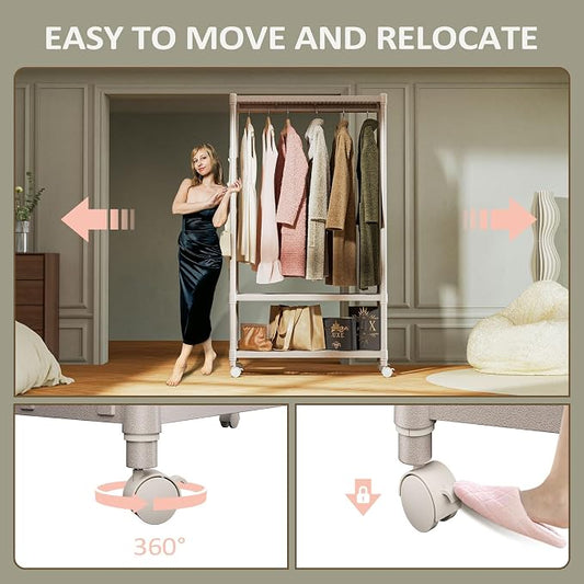 IZEUK Heavy Duty Rolling Garment Rack Wire Clothes Rack - Image 2