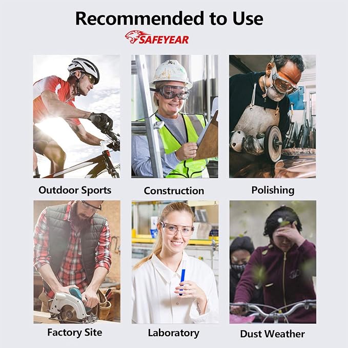 SAFEYEAR Anti Fog Safety Glasses- SG002 Clear Scratch Resistant Work Glasses - Image 6