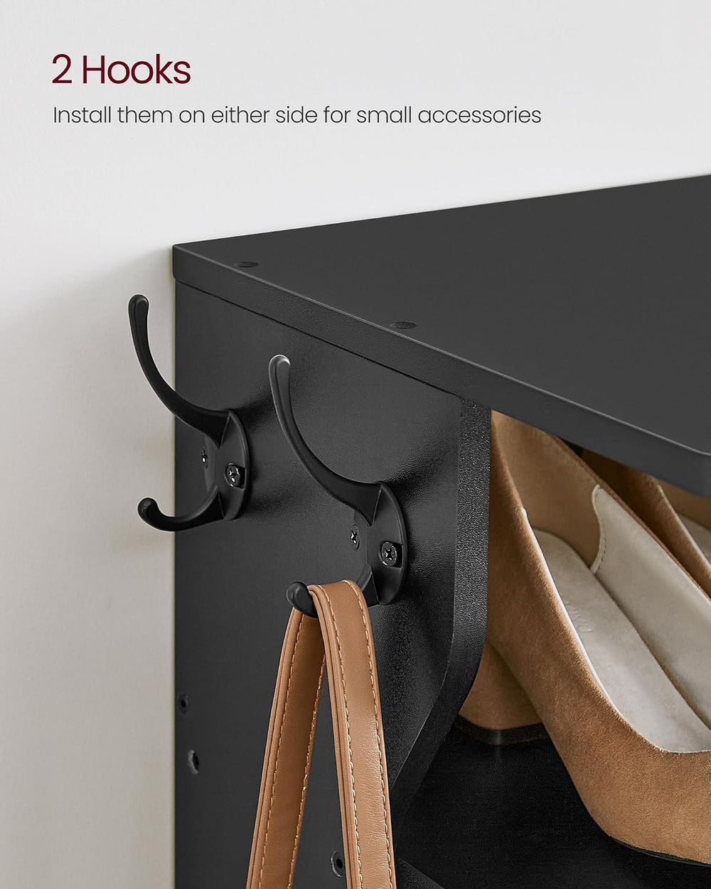 VASAGLE 7-Tier Vertical Shoe Rack, Narrow Shoe Storage Organizer with Hooks