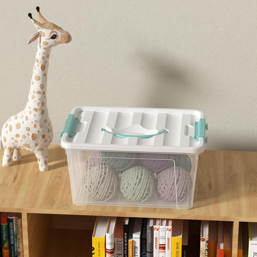 14 Quart Clear Storage Boxes with Handles, Plastic Latching Bins with Lids, 6...