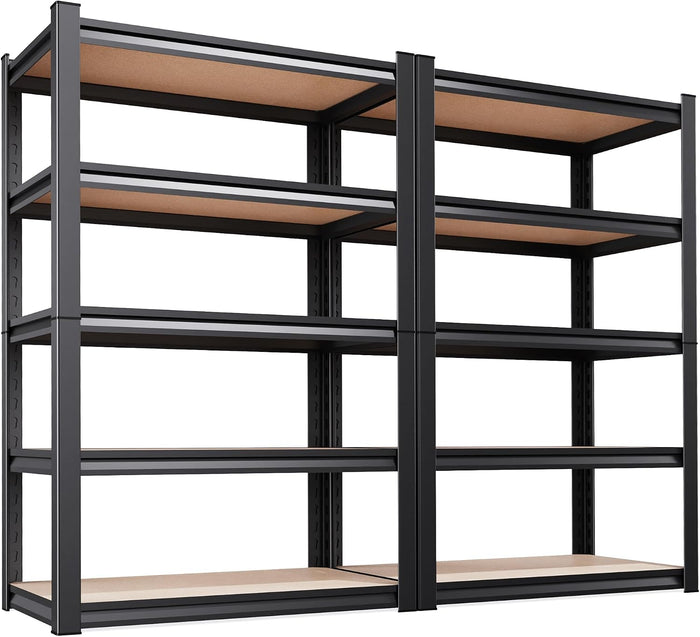 2-Pack 71.2''H Storage Shelves, Wood Garage Shelving,Adjustable Heavy Duty Shelving Unit,5T Tall Garage Shelves,Wood Metal Standing Shelf Units,Utility Rack for Kitchen 71.2''H*28''W*12''D