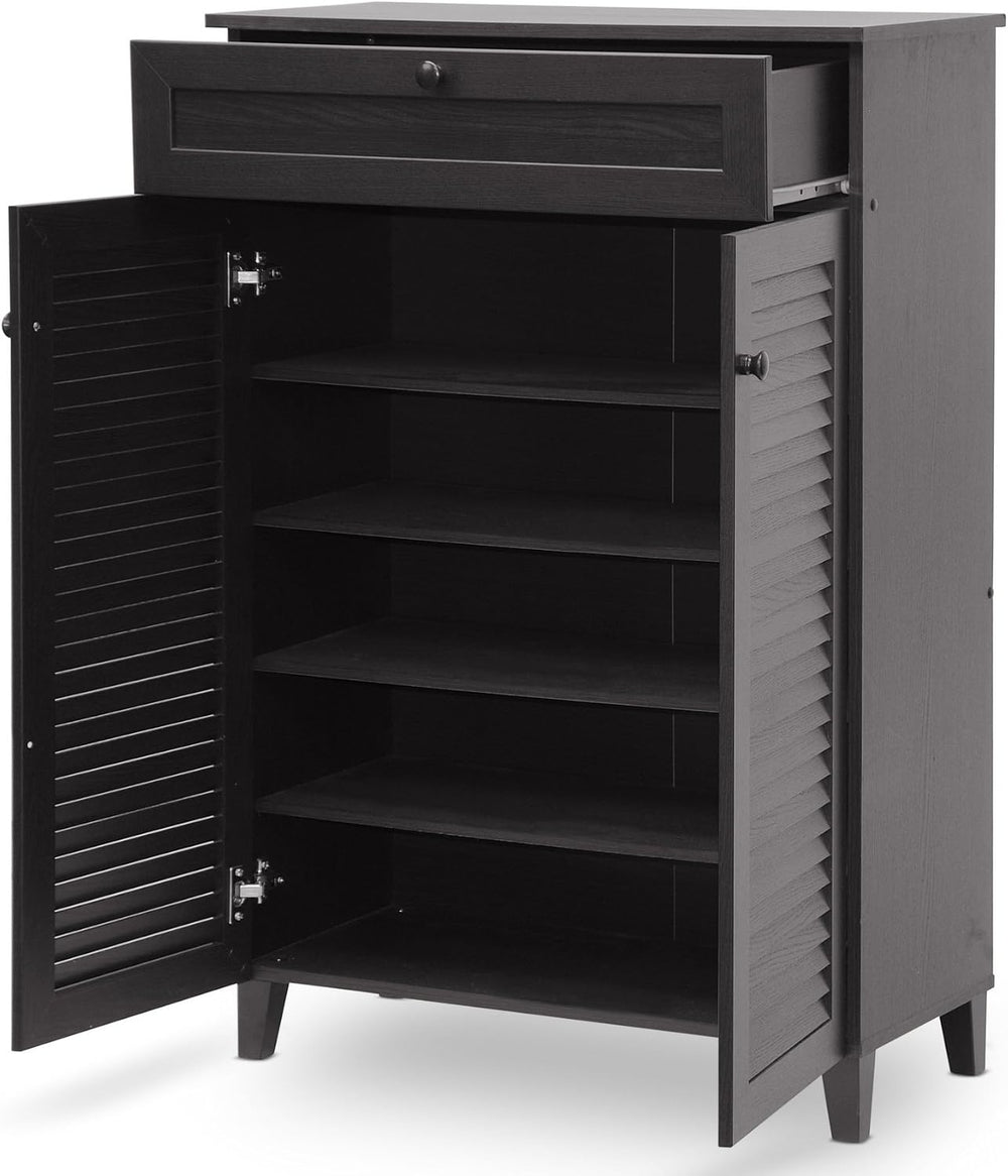 Baxton Studio Harding Shoe-Storage Cabinet, Espresso