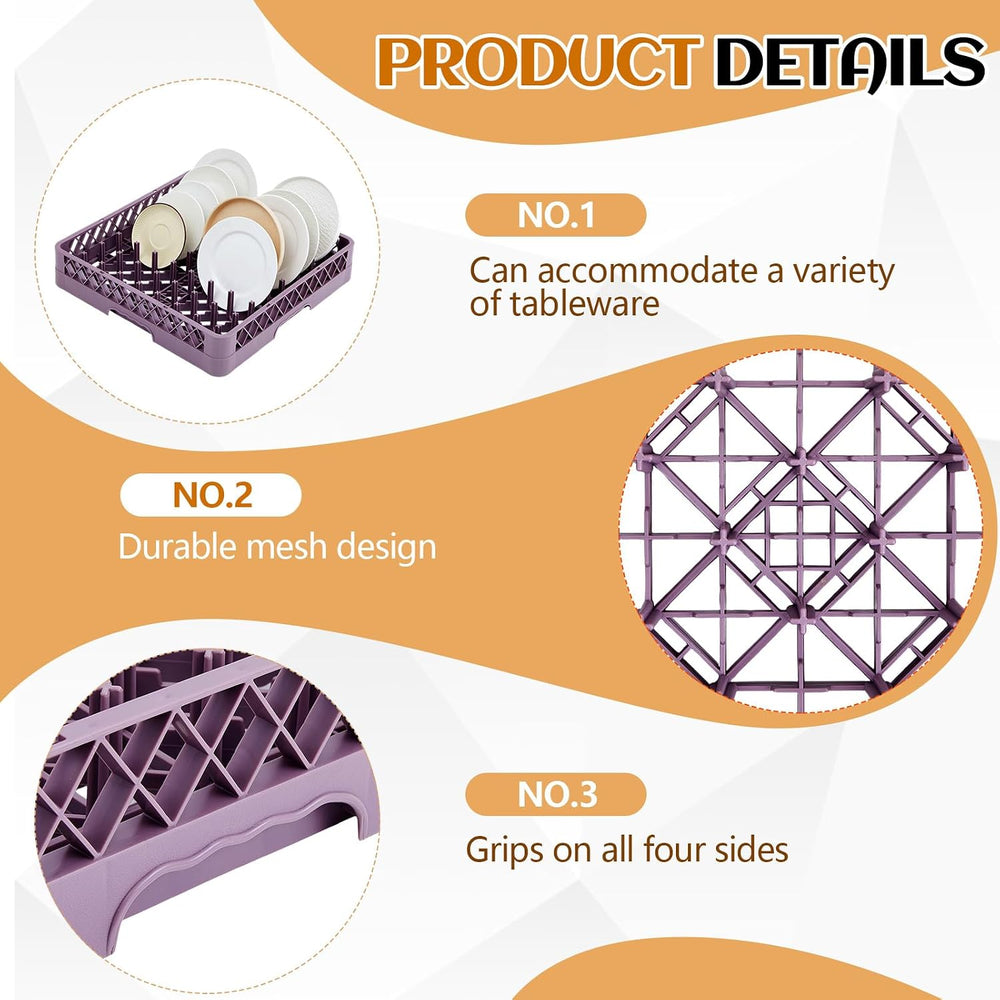 Aurelema 1 Pack Commercial Dishwasher Tray Rack, Peg Dish, Purple