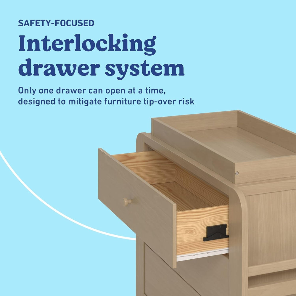Graco Read-with-Me 3 Drawer Chest with Removable Changing Topper, Driftwood